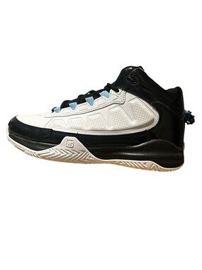 AND1 Black and White High-Top Basketball Sneakers with Light Blue Accents